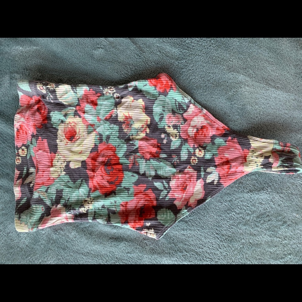 Strapless floral bodysuit